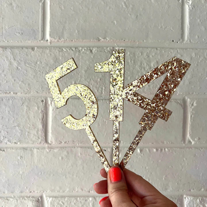 Bright Gold Glitter Cake Topper